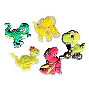 5 pack of Dinosaur Shoe Charms For Crocs - 2 OF THEM GLOW!!
